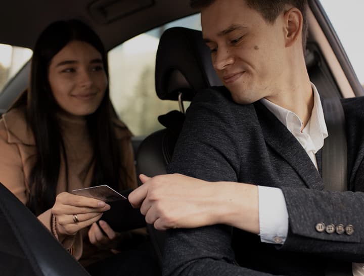 Passengers enjoying comfortable ride in luxury vehicle